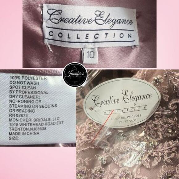 Cameron Blake by Mon Cheri NWT Pink Lace Hand Beaded Illusion Chiffon Gown 10 - Picture 13 of 16